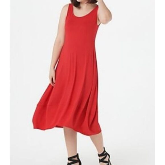NEW NWOT Red Sz Large Soft Stretchy Sleeveless Midi Tank Dress TRUTH & STYLE - Picture 1 of 4